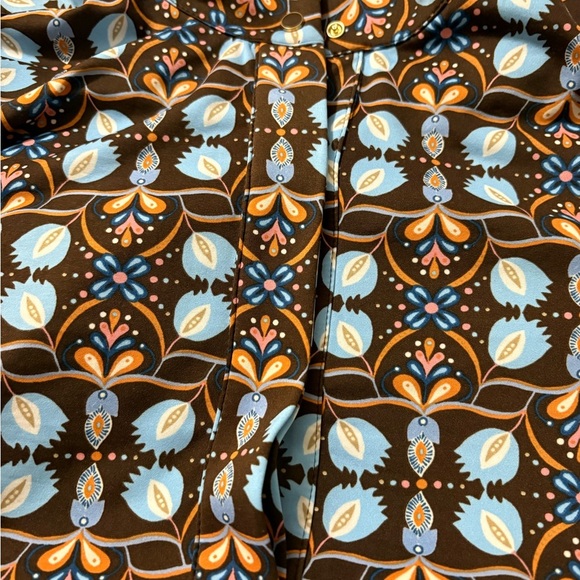 J. McLaughlin Berlin Dress in Atlas Tile. Very Cute Brown, Pastel Blue, Orange. - Picture 7 of 13